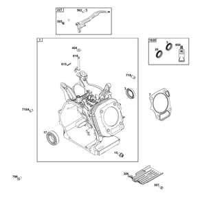Cylinder Group Diagram and Parts List for 25V337-0016-F1  Briggs and Stratton Engine